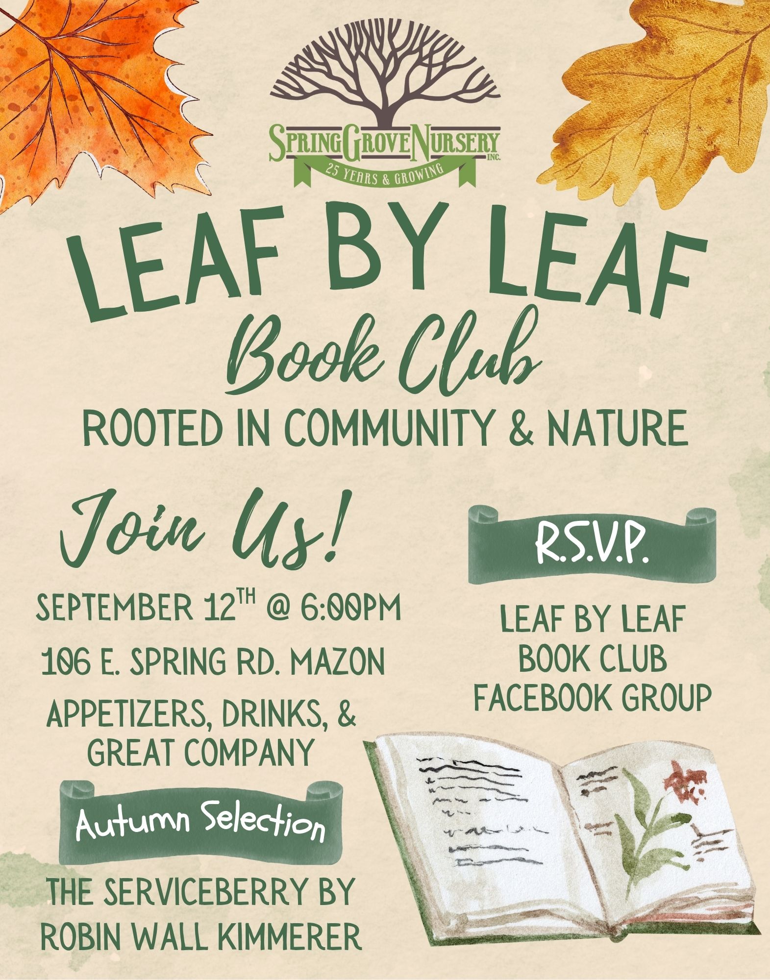 Leaf by Leaf Book Club — September 12 Gathering