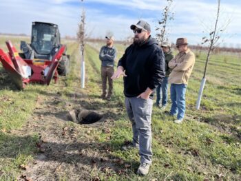 Northeast Municipal Foresters chapter of Illinois Arborist Association gather at Spring Grove Nursery to learn about tree growing and production.